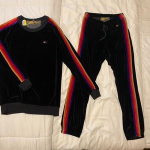 Aviator Nation Tracksuit - top(XL) and bottoms (M) Black Velour